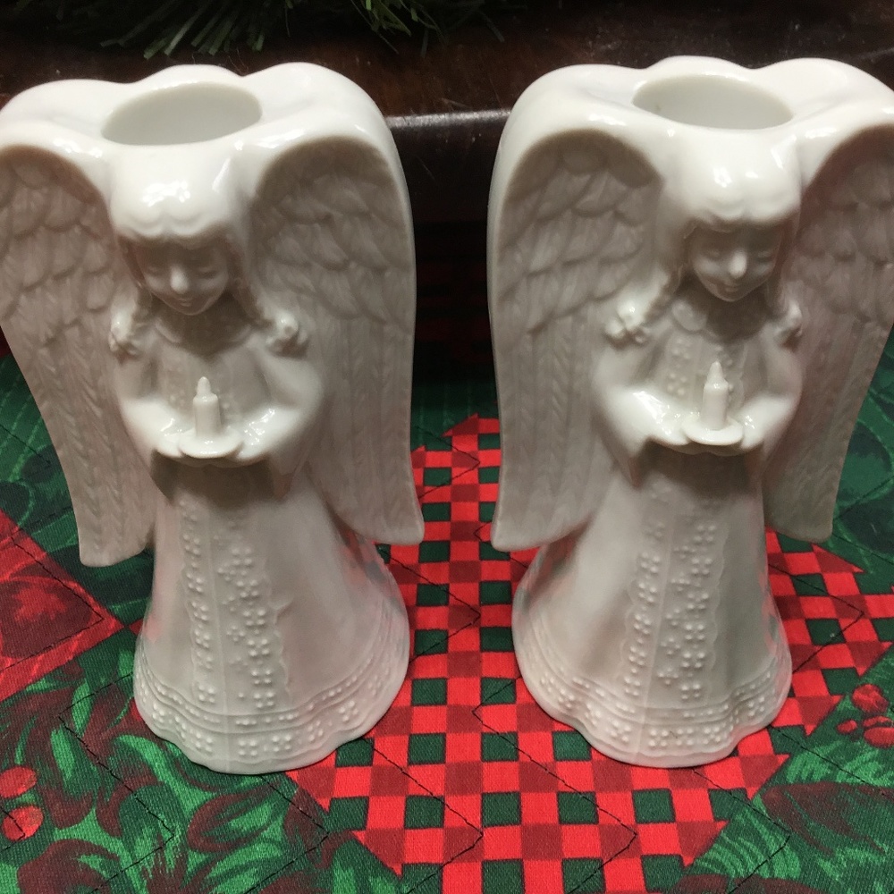 Vintage Royal Orleans Porcelain Double-sided Angel Candle Holders